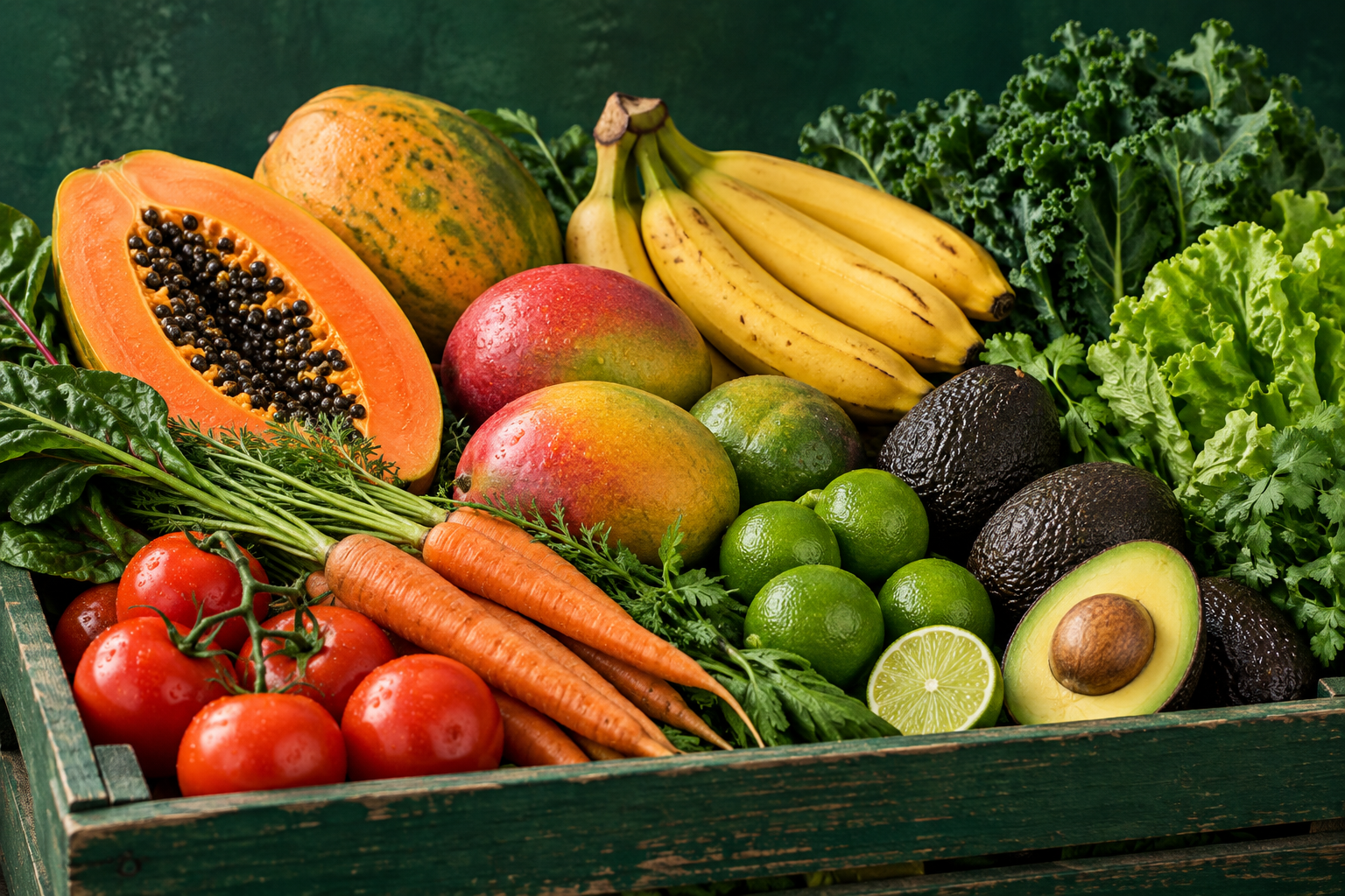 Selección ilustrativa de frutas y verduras